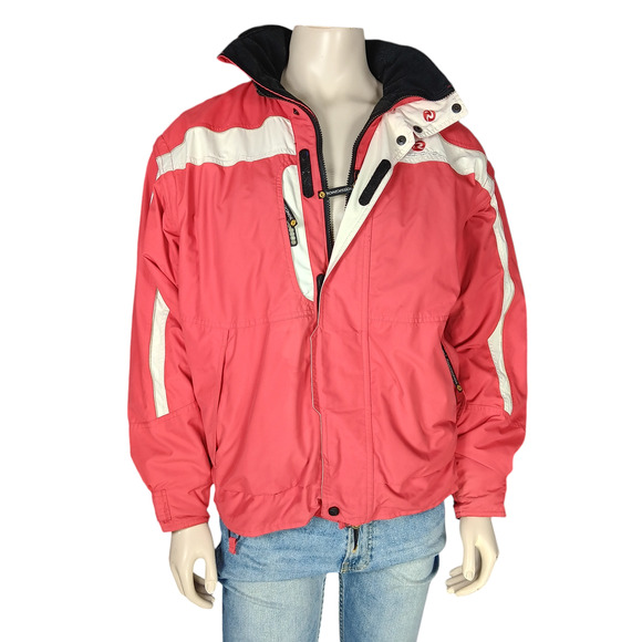 Rossignol Ski Jacket Red and White Size Medium Men's Hooded Zippered Pockets - Picture 1 of 16